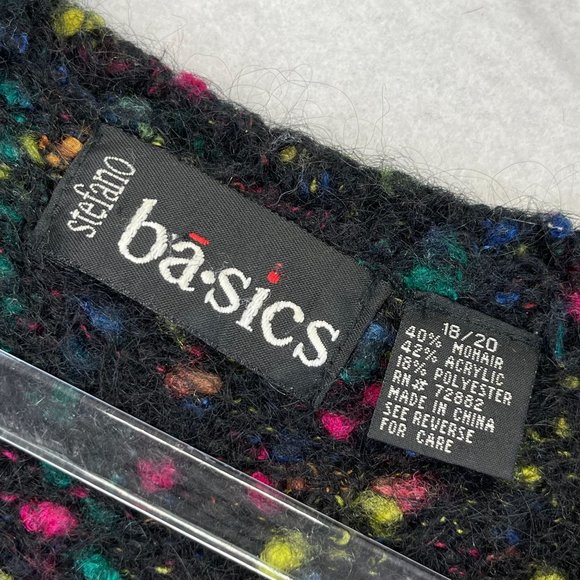 Vintage STEFANO BASICS Womens 18/20 Plus Black Multi Speckled Mohair Button Vest - Picture 6 of 9